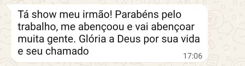 Mensagem de aluno parabenizando o trabalho do professor